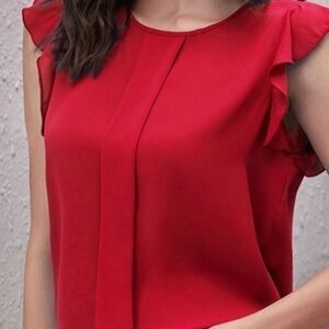 Solid Ruffle Sleeve Top Size 6